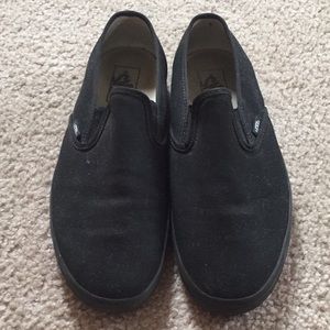 All Black Vans Slip Ons
